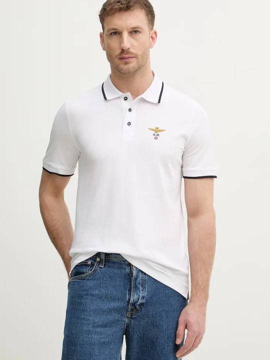 Zdjęcie produktu Aeronautica Militare polo męskie bawełniane beżowy