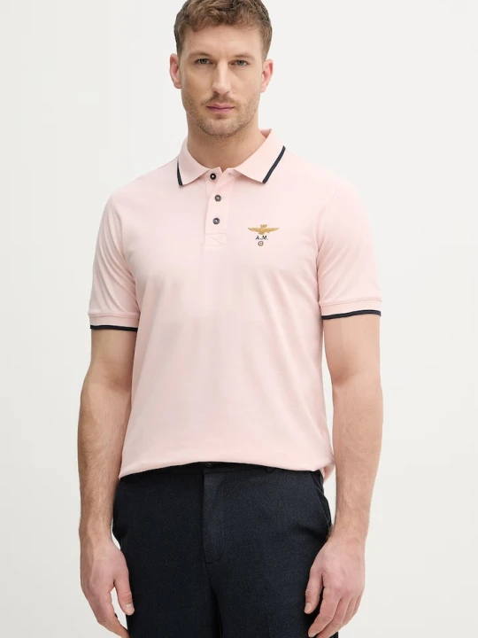 Zdjęcie produktu Aeronautica Militare polo męskie bawełniane różowy