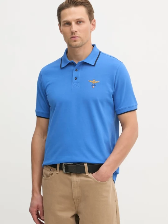 Zdjęcie produktu Aeronautica Militare polo męski bawełniany niebieski