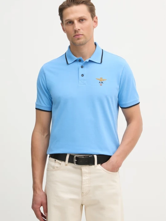 Zdjęcie produktu Aeronautica Militare polo męskie bawełniane niebieski