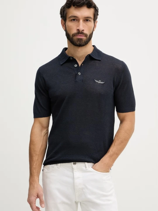 Zdjęcie produktu Aeronautica Militare polo lniane granatowy