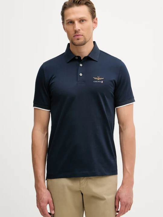 Zdjęcie produktu Aeronautica Militare polo męskie bawełniane granatowy