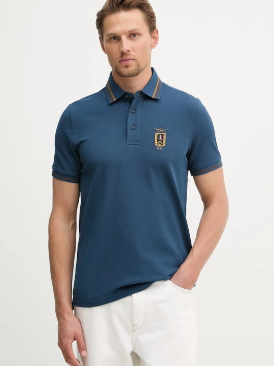 Zdjęcie produktu Aeronautica Militare polo męskie bawełniane granatowy