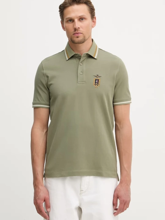 Zdjęcie produktu Aeronautica Militare polo męskie bawełniane zielony