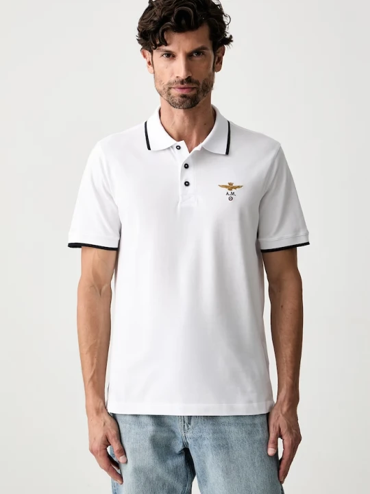 Zdjęcie produktu Aeronautica Militare polo męskie bawełniane biały