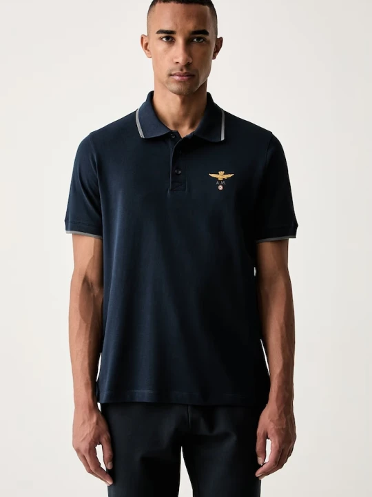 Zdjęcie produktu Aeronautica Militare polo męskie bawełniane granatowy