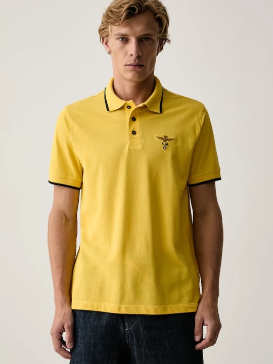 Zdjęcie produktu Aeronautica Militare polo męskie bawełniane żółty