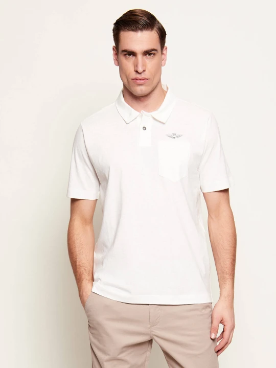 Zdjęcie produktu Aeronautica Militare Polo | Regular Fit | z dodatkiem lnu biały