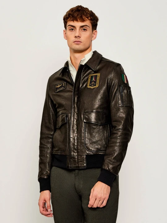 Zdjęcie produktu Aeronautica Militare Skórzana kurtka | Regular Fit czarny
