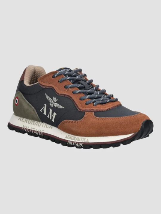 Zdjęcie produktu AERONAUTICA MILITARE Sneakersy męskie granatowo-brązowe zamszowe, Rozmiar 41 Niebieski
