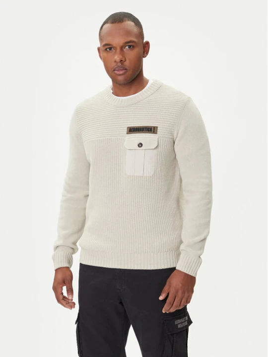 Zdjęcie produktu Aeronautica Militare Sweter 252MA1573UL00539 Beżowy Regular Fit