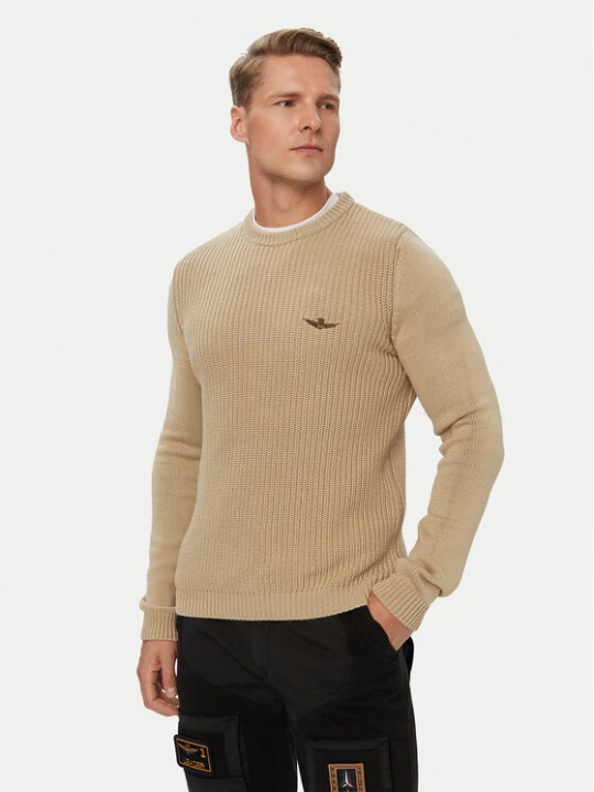 Zdjęcie produktu Aeronautica Militare Sweter 262MA1571UL00409 Beżowy Regular Fit