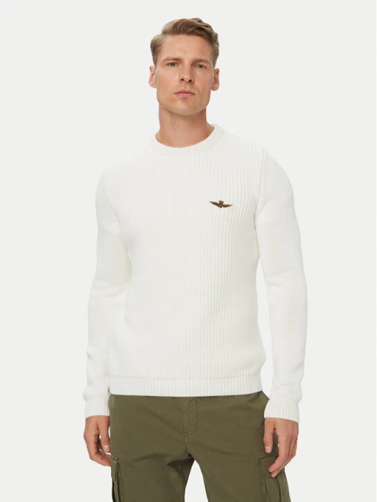 Zdjęcie produktu Aeronautica Militare Sweter 262MA1571UL00409 Biały Regular Fit