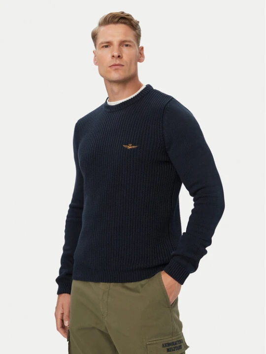 Zdjęcie produktu Aeronautica Militare Sweter 262MA1571UL00409 Granatowy Regular Fit