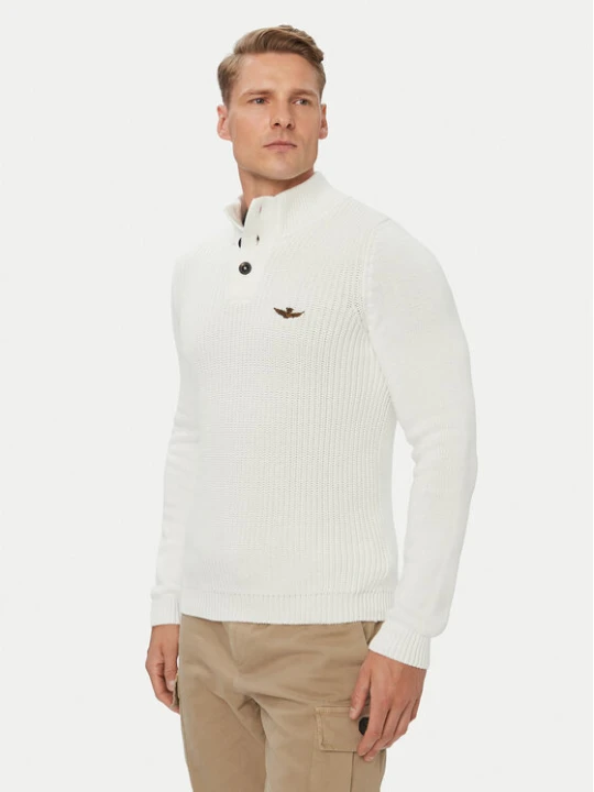 Zdjęcie produktu Aeronautica Militare Sweter 262MA1572UL00409 Biały Regular Fit