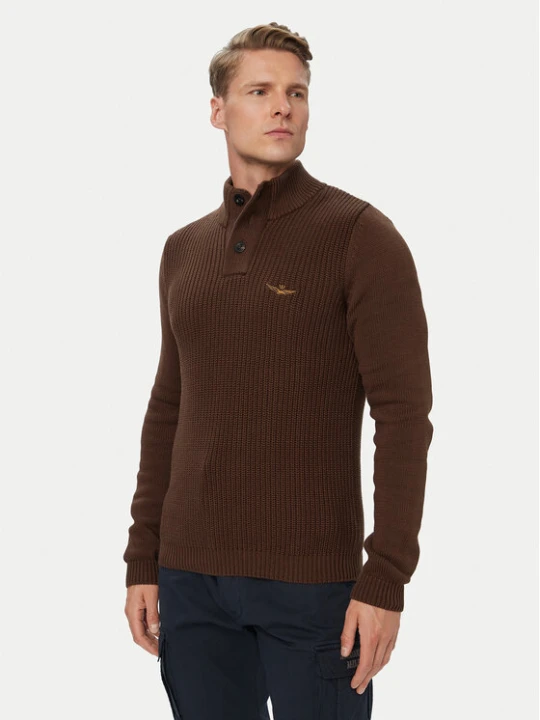 Zdjęcie produktu Aeronautica Militare Sweter 262MA1572UL00409 Brązowy Regular Fit