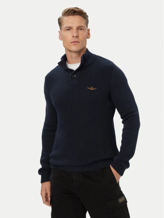 Zdjęcie produktu Aeronautica Militare Sweter 262MA1572UL00409 Granatowy Regular Fit