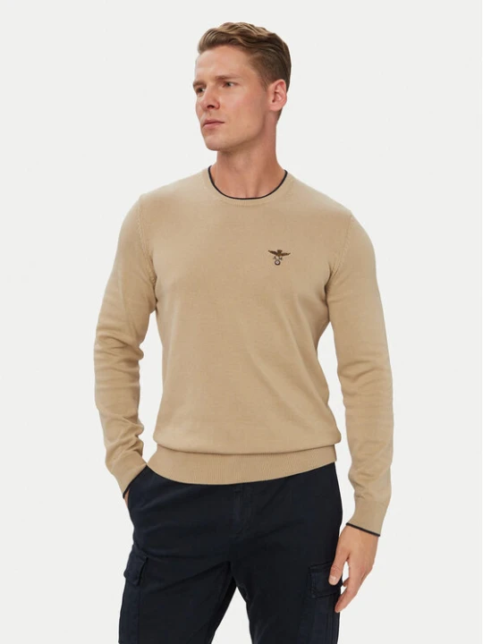 Zdjęcie produktu Aeronautica Militare Sweter 262MA1631UL00506 Beżowy Regular Fit