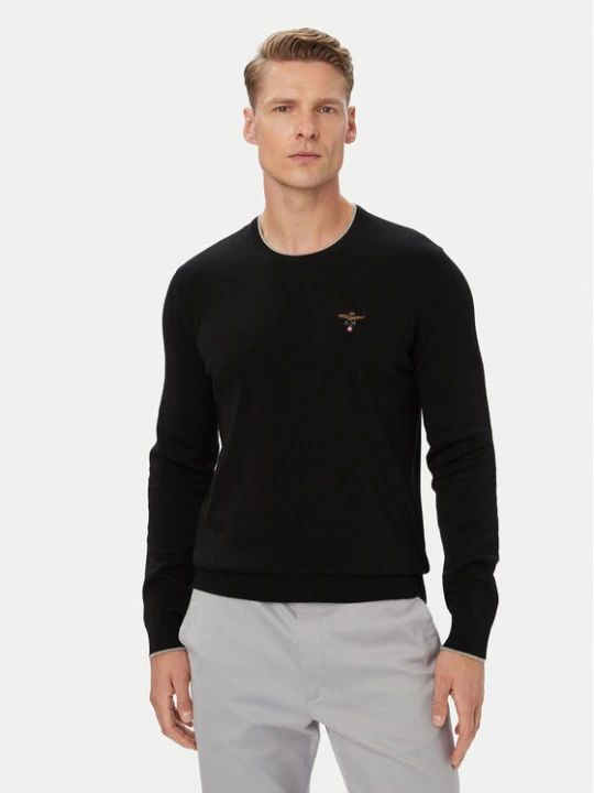 Zdjęcie produktu Aeronautica Militare Sweter 262MA1631UL00506 Czarny Regular Fit