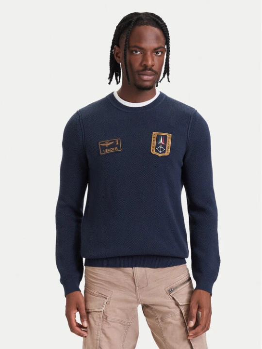 Zdjęcie produktu Aeronautica Militare Sweter 262MA1659UL00903 Granatowy Regular Fit