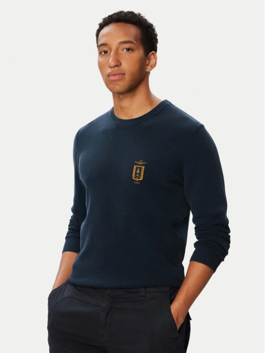 Zdjęcie produktu Aeronautica Militare Sweter 262MA1667UL00463 Granatowy Regular Fit
