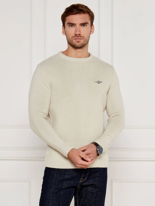 Zdjęcie produktu Aeronautica Militare Sweter GIROCOLLO | Regular Fit | z dodatkiem wełny beżowy