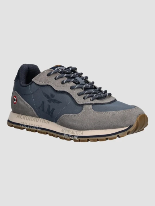 Zdjęcie produktu AERONAUTICA MILITARE Szaro-niebieskie sneakersy męskie ze skórą zamszową, Rozmiar 42
