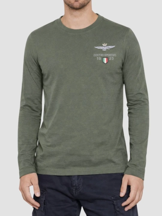 Zdjęcie produktu AERONAUTICA MILITARE Szarozielony męski longsleeve Centro Sportivo, Rozmiar XXL