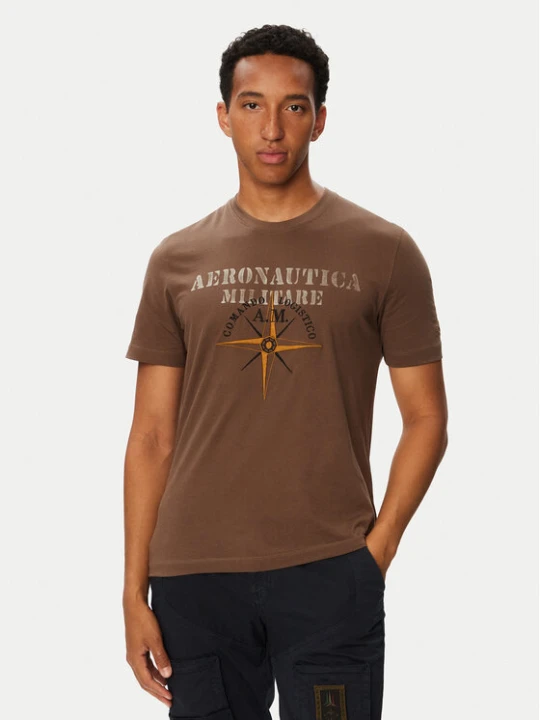 Zdjęcie produktu Aeronautica Militare T-Shirt 262TS2582UJ00750 Brązowy Regular Fit