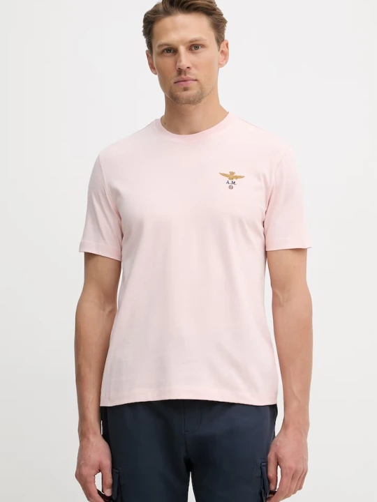 Zdjęcie produktu Aeronautica Militare T-shirt męski bawełniany różowy