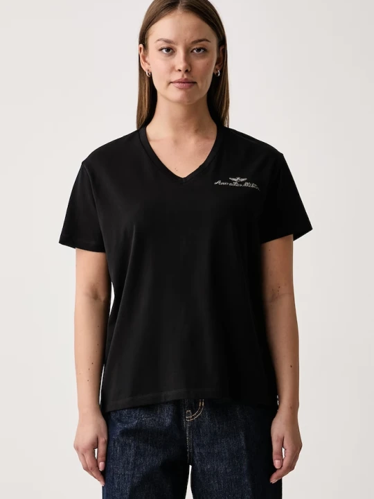 Zdjęcie produktu Aeronautica Militare T-shirt damski z bawełną czarny