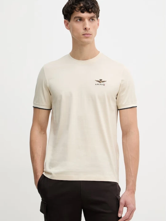 Zdjęcie produktu Aeronautica Militare t-shirt męski bawełniany beżowy