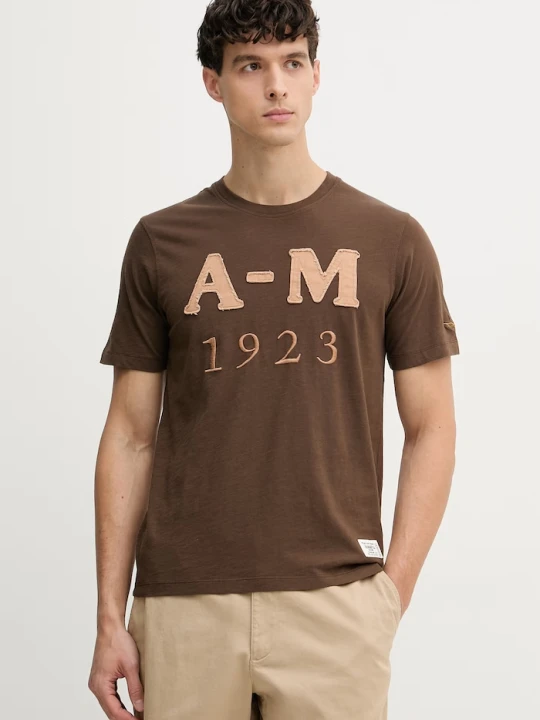 Zdjęcie produktu Aeronautica Militare t-shirt męski bawełniany brązowy