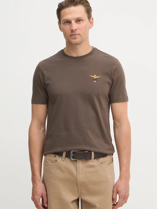 Zdjęcie produktu Aeronautica Militare T-shirt męski bawełniany brązowy