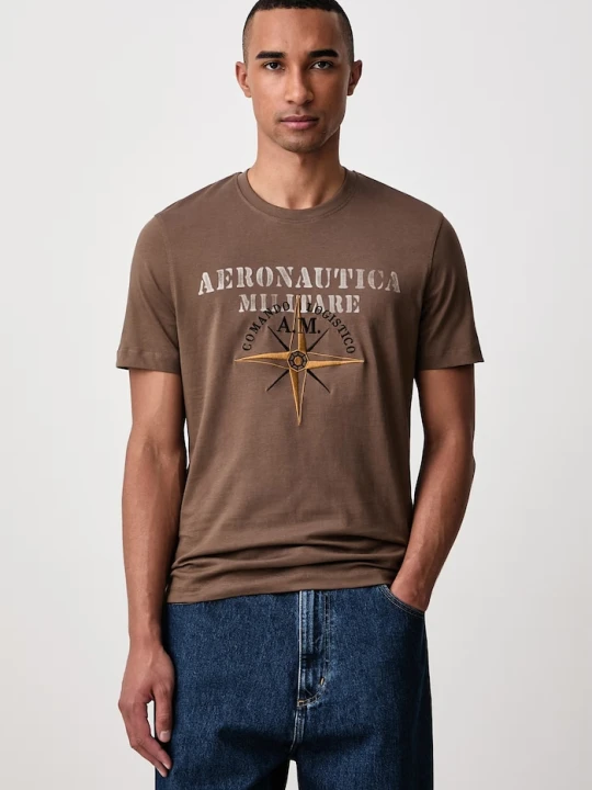 Zdjęcie produktu Aeronautica Militare T-shirt męski bawełniany brązowy