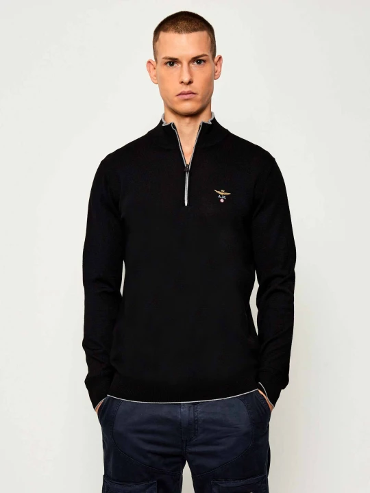 Zdjęcie produktu Aeronautica Militare Wełniany sweter | Regular Fit czarny