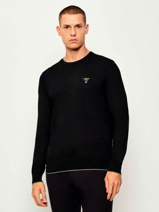 Zdjęcie produktu Aeronautica Militare Wełniany sweter | Regular Fit czarny