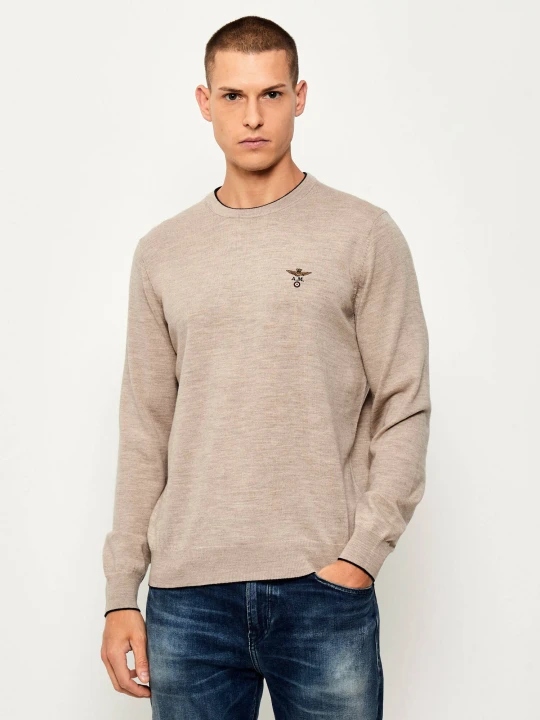 Zdjęcie produktu Aeronautica Militare Wełniany sweter | Regular Fit beżowy