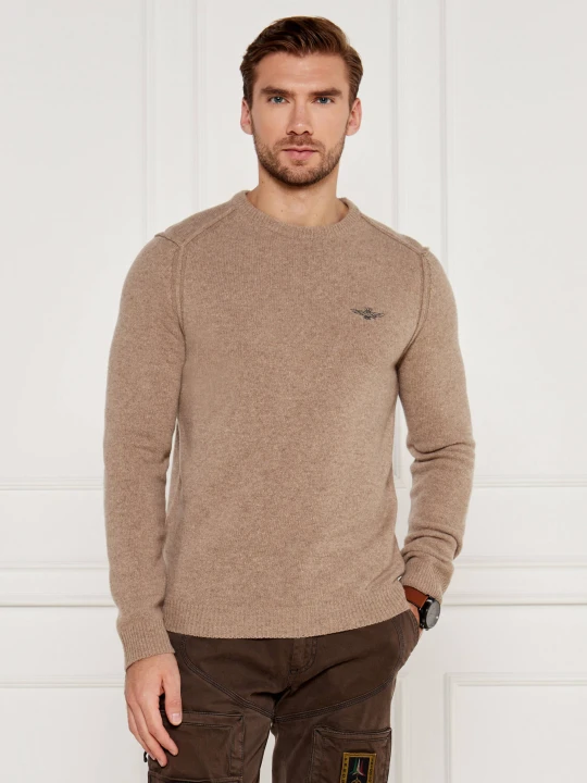 Zdjęcie produktu Aeronautica Militare Wełniany sweter | Regular Fit beżowy