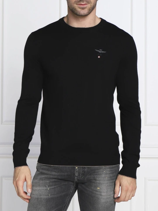 Zdjęcie produktu Aeronautica Militare Wełniany sweter | Regular Fit czarny