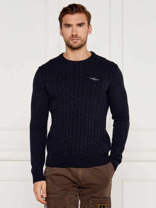Zdjęcie produktu Aeronautica Militare Wełniany sweter | Regular Fit granatowy