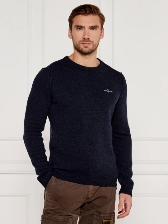 Zdjęcie produktu Aeronautica Militare Wełniany sweter | Regular Fit granatowy