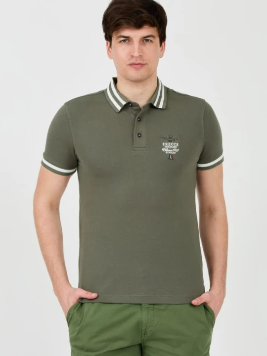 Zdjęcie produktu AERONAUTICA MILITARE Zielone męskie polo Short Sleeve, Rozmiar L