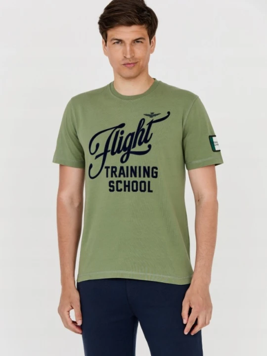 Zdjęcie produktu AERONAUTICA MILITARE Zielony bawełniany t-shirt męski, Rozmiar XXL