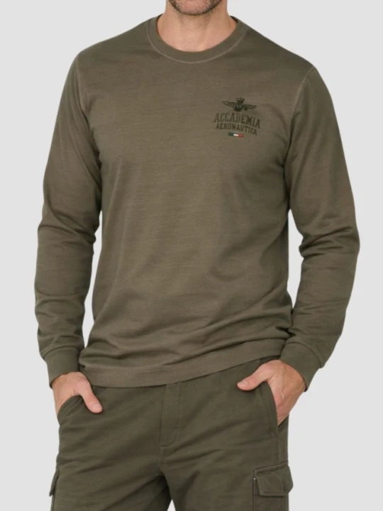 Zdjęcie produktu AERONAUTICA MILITARE Zielony męski longsleeve z haftowanym logo, Rozmiar XXL