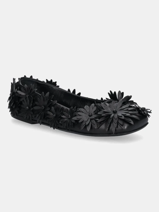 Zdjęcie produktu AGL baleriny skórzane Ceramic Full Flowers czarny