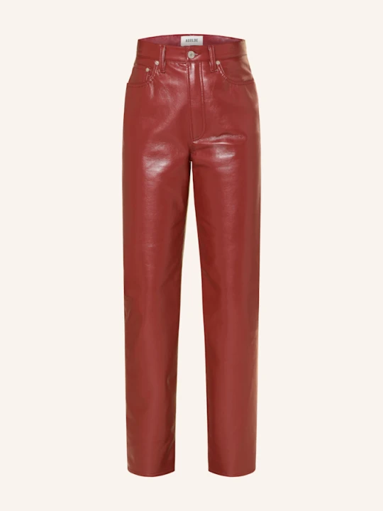 Zdjęcie produktu Agolde Spodnie Z Imitacji Skóry 90's Pinch Waist rot CZERWONY