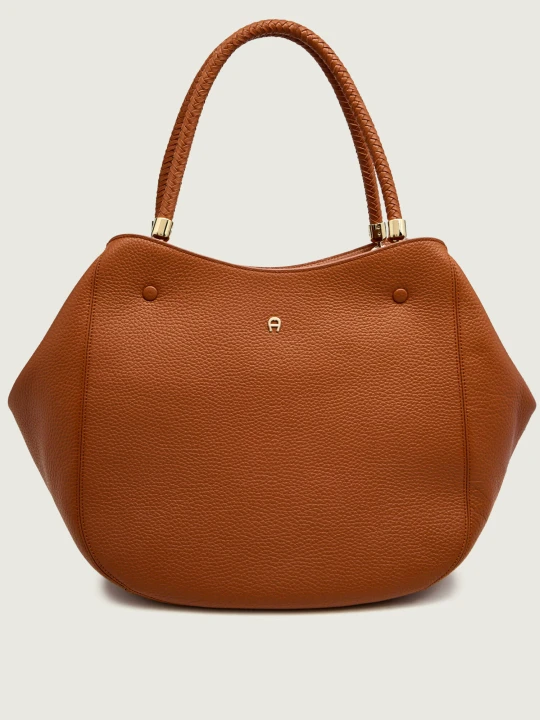 Zdjęcie produktu Aigner Skórzana shopperka CARRÉ SOFT koniakowy
