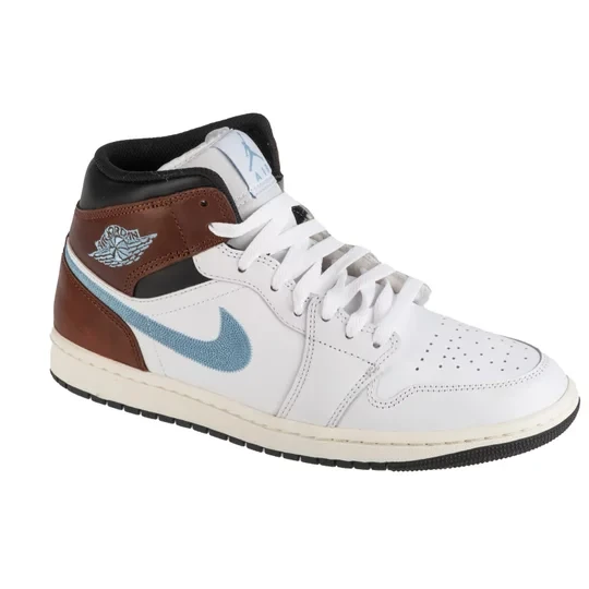Zdjęcie produktu Air Jordan 1 Mid FQ7831-142, Męskie, Białe, buty sneakers, skóra licowa, rozmiar: 44, 5