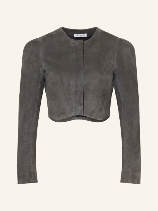 Zdjęcie produktu Alaïa Krótka Kurtka Skórzana grau CZIEMNOSZARY